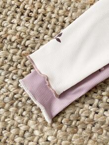 SHEIN 4pcs Baby Girls Autumn Fashion Elegant Sweet Cute Cap Sleeve Long Sleeve Top And Pants Set - Multicolor - View 8