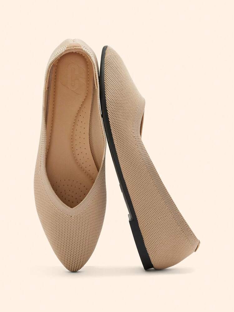 CUCCOO BASICS Women's Almond Toe Knit Flats, Versatile Commuter Shoes, Breathable & Comfortable For Christmas