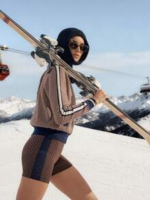 Activina Women's Fashionable Geometric Pattern Knit Sweater, Autumn