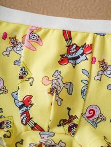 SpongeBob SquarePants | SHEIN Young Boy Cute Cartoon Pattern Contrast Trim Tank Top And Boxer Briefs Under Set, Summer