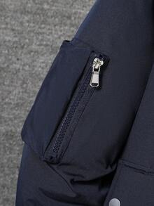 Vacaura Boys' Mid-Length Hooded Padded Coat With Fur Collar, Autumn/Winter Fall