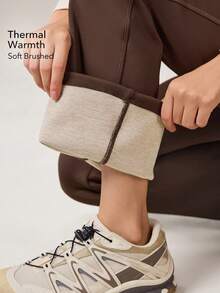 OutZeal 女士柔软保暖加厚高腰喇叭户外紧身裤，适合徒步露营，秋冬季穿着 - 棕色 - 查看 3