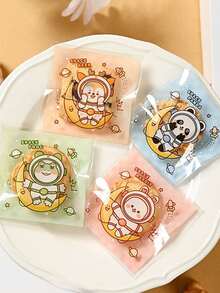 100/300/500pcs Cute Four In One Cartoon Bear & Rabbit Shaped Biscuit & Candy Self-Adhesive Bag - Journey to the Moon - View 14