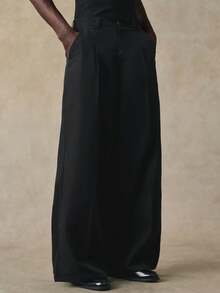 STYNVO 男士时尚百搭纯色阔腿裤 男士阔腿裤 黑色阔腿裤 褶皱阔腿裤 男士宽松裤 宽松裤 黑色阔腿裤 男士宽松阔腿裤 - 黑色 - 查看 4