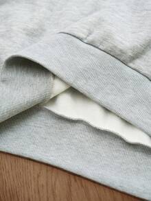 TOKVUE 男士字母印花圆领长袖休闲套头卫衣，秋冬季，保暖内衬 - 灰色 - 查看 7