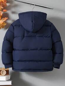 Vacaura 1pc Boys' Quilted Pocket Casual Padded Coat - Navy Blue - View 2
