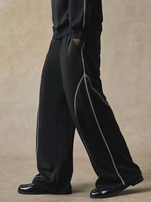 STYNVO Áo thun tay raglan in chữ cho nam, áo nỉ và quần âu thường ngày - màu đen - Xem 6