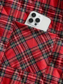 ROMWE MEN Prep Men's Plaid Print Button Front Casual Padded Coat, Collegiate Style, Autumn/Winter - Multicolor - View 5