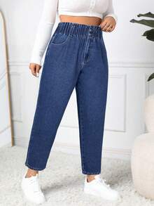 Firerie Plus Size Plain Simple Casual Jeans - Dark Wash - View 4