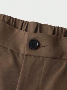 EASEVO Plus Size Men's Casual Solid Color Loose Fit Pants With Oblique Pockets - Brown - View 7