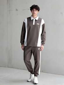 Vacaura 2 件套青少年男孩休闲拼色 Polo 衫，带有小标志装饰，适合休闲、运动、通勤、上学穿着 - 彩色 - 查看 1