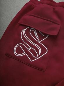 PAVTROS Men's Elastic Solid Color Street Style Gray Sports Suit, Men's Sportswear, Men's 2 Pieces Sportswear Set Hoodie And Sweatpants Set Red Sweatsuit 2 Piece Set Men Red Two Piece Set Sweatsuit - Burgundy - View 4