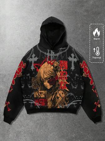 Street Life sweat-shirt à capuche pour hommes, style de rue décontracté, imprimé graphique populaire de l'œil américain sur un Sweat-shirt court, automne/hiver