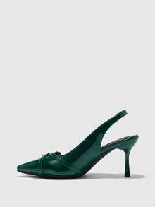 CUCCOO BIZCHIC Giày cao gót mũi nhọn thanh lịch dành cho nữ khi đi làm - Màu xanh lá cây đậm - Xem 7