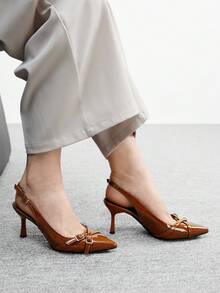 CUCCOO BIZCHIC Women's Pointed Toe Buckle Design Fashion High Heels For Daily Wear For Christmas Valentine's Day Spring Shoes - Brown - View 7