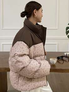 DAZY Women's Simple Printed Long Sleeve Padded Coat/Jacket, Winter Women Clothes, Padded Coat Women - Multicolor - View 2