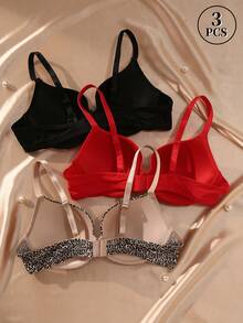 DesireSculpt 3件套加大码钢圈文胸，舒适支撑 - 彩色 - 查看 2