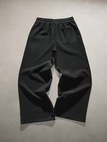 AXEPEAK Men's Casual Sports Cross Embroidery Drawstring Waist Pants - Black - View 2