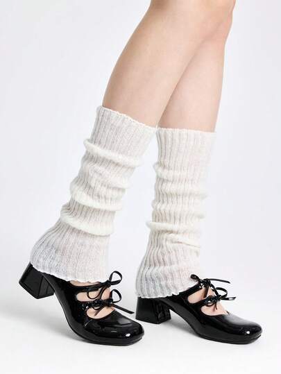 Kawaii 3 Paar zufällige Farben gestrickte Beinwärmer, hochwertige Punk minimalistische schwarz weiß braun einfarbige Beinwärmer, JK Schulstil Beinwärmer, vielseitig einsetzbare gestrickte Beinwärmer für den täglichen Gebrauch