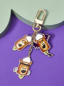 SCOOBY-DOO X SHEIN 1pc Fashionable Cartoon Element Couple Keychain, Alloy Print, Luxury Niche Design, Suitable For Party - Gold - View 4