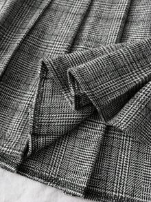 Franclia 女士时尚格子休闲百搭短百褶裙 - 灰色 - 查看 7