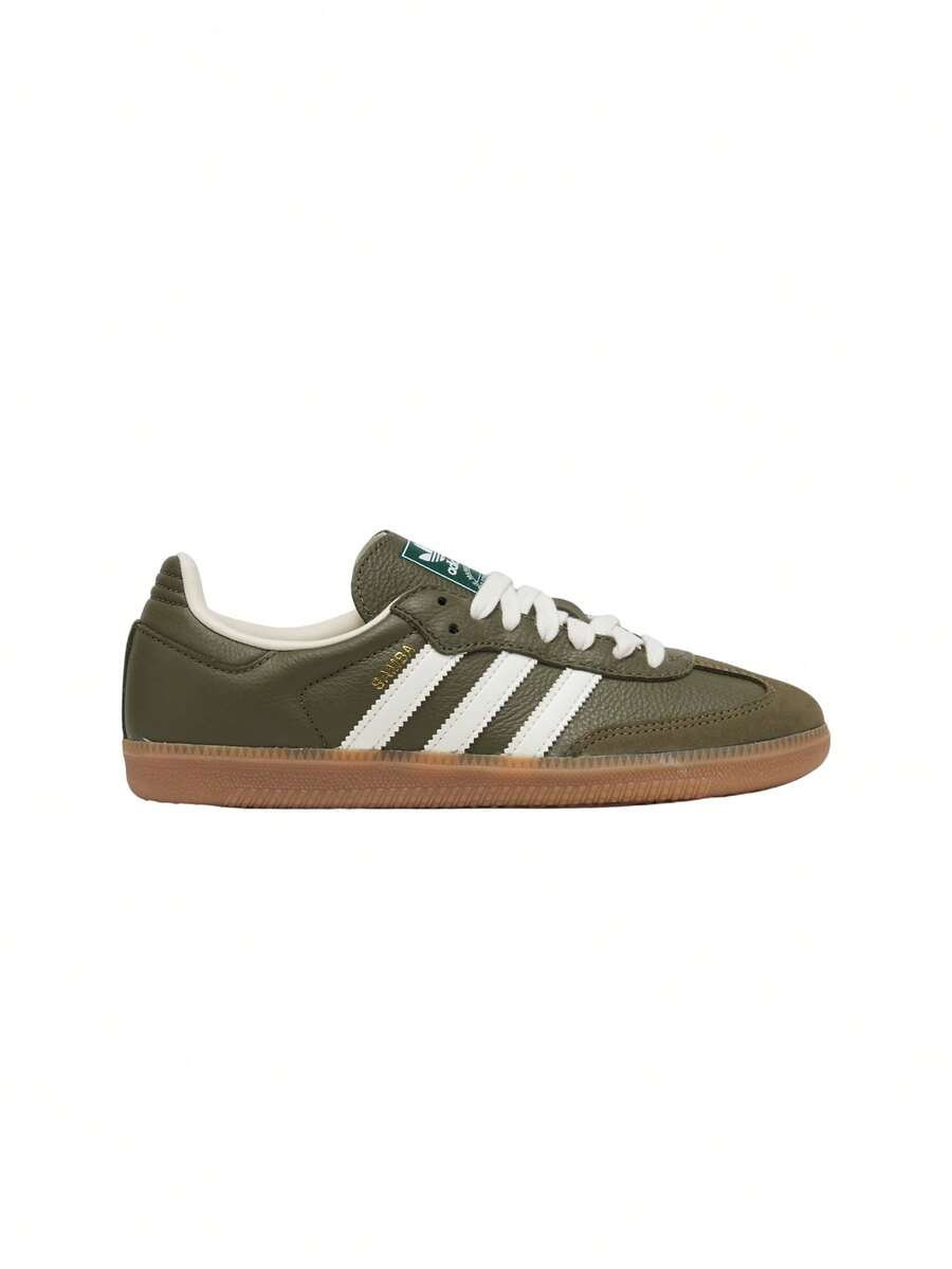 Adidas Samba OG Kids Sneakers Medium Dark Khaki / White / Gum IE0420 - 中深卡其色/米白/膠色 - 查看 1