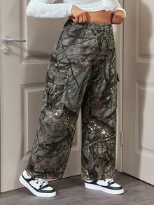 Slaydiva High Waist Loose Baggy Camouflage Print Jeans - Multicolor - View 4
