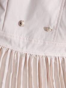SHEIN Women's Mid-Length Pearl Button Decorated Pleated Hem Dress - Apricot - View 6