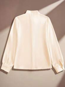 GlowEve 1 szt. Damska bluzka z satyny w jednolitym kolorze, elegancka i błyszcząca - Morela - Zobacz 2