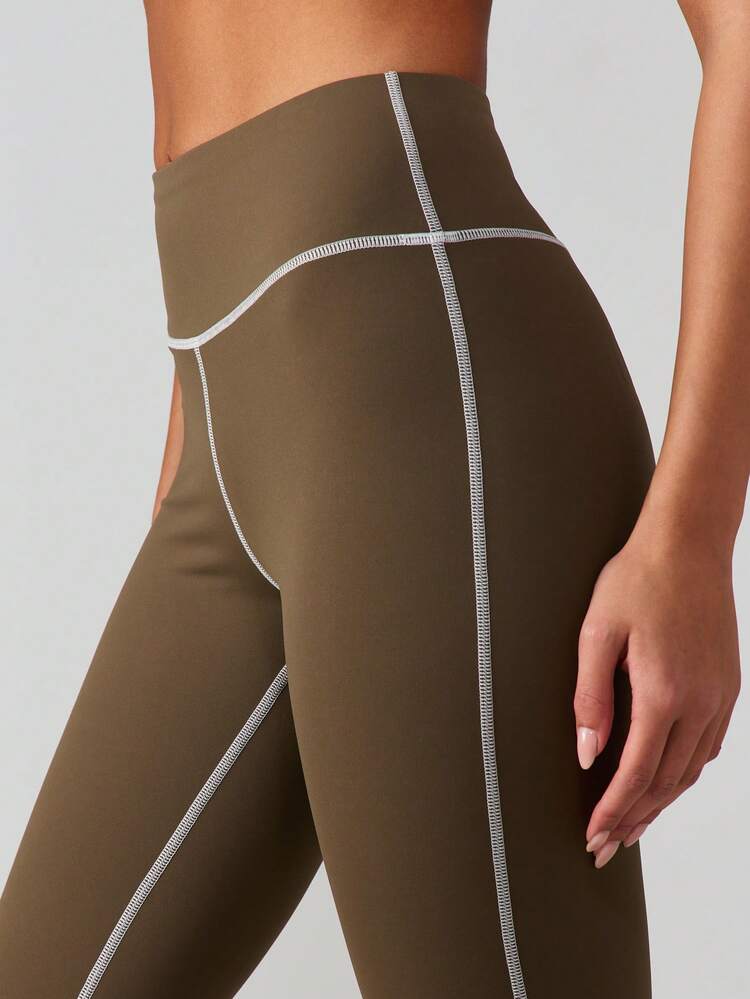 MISSGUIDED Women's High Rise Seamless Athletic Leggings With Contrast Piping Active Workout Bottoms