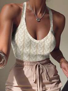 Rovax Women's Sexy Beach Vacation Style Braided Print Bodysuit, Summer - Multicolor - View 4