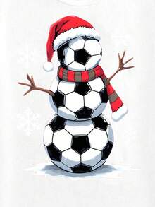 Manfinity RebelGame Men's Casual Holiday Football & Christmas Cartoon Graphic T-Shirt - White - View 2