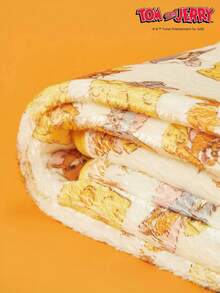 TOM & JERRY X PETSIN 1 宠物猫狗通用老鼠猫顶部奶酪可爱图案印花毛绒保暖四季通用狗毯