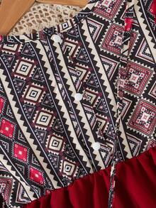 Vestido de manga corta de verano para niñas bebé con estilo de Oriente Medio + bolso a juego, conjunto versátil, de moda y cómodo - Rojo - Ver 5