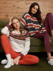 Activina 女士圣诞滑雪几何图案长袖毛衣 - 彩色 - 查看 13