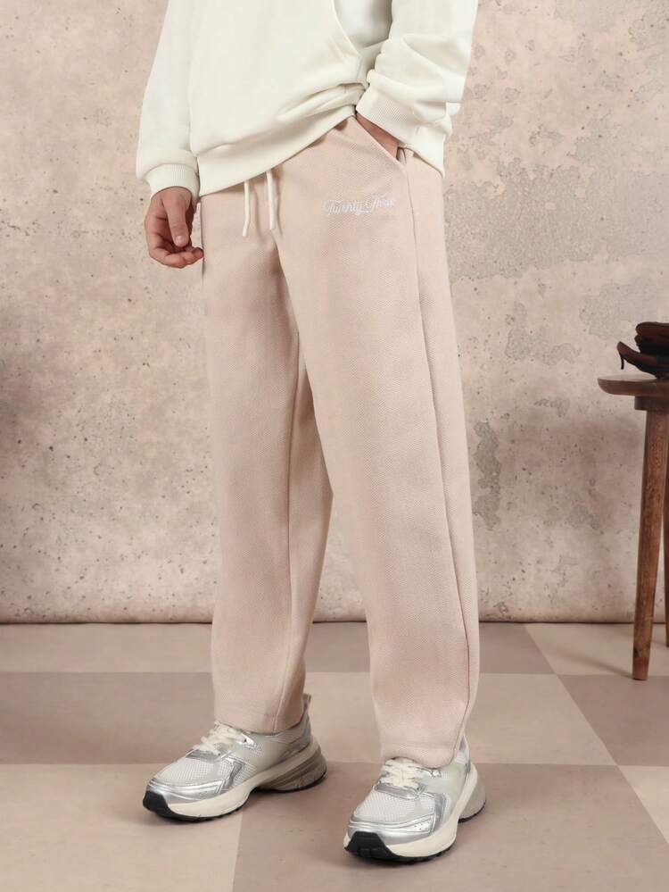 Fischgrätmuster-Schlupfhose mit Kordelzug