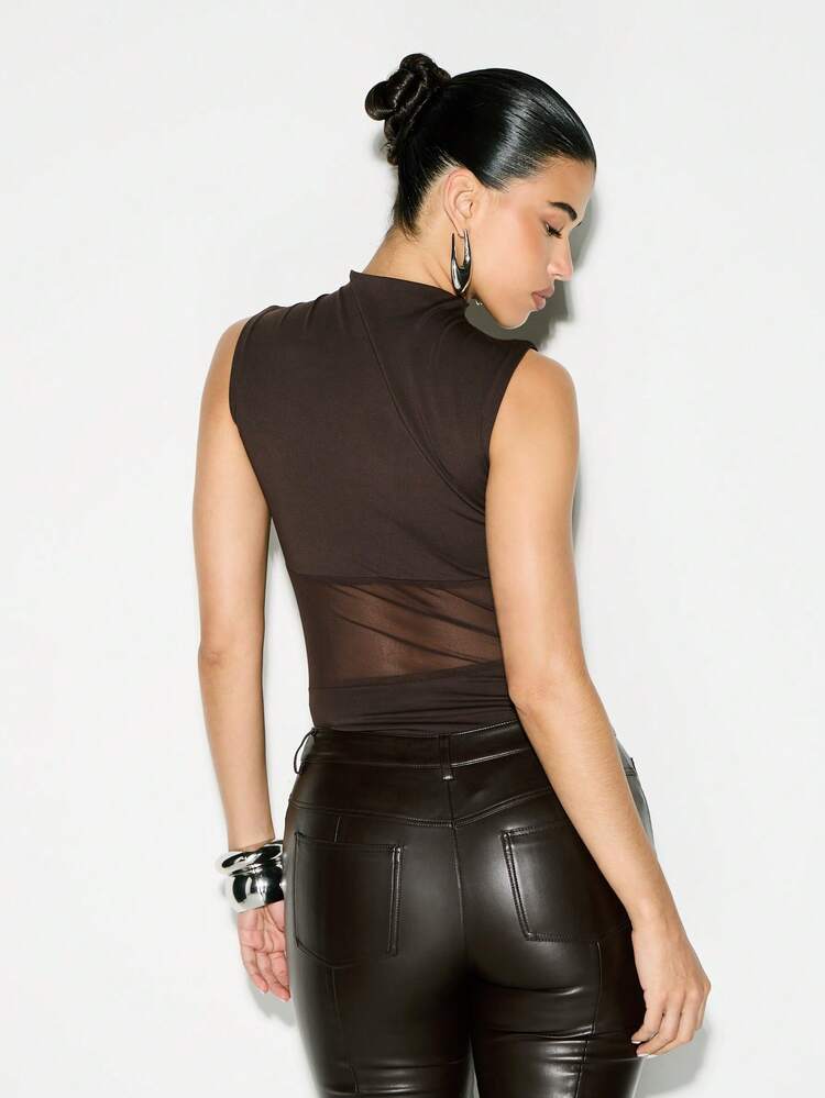 KIZN High Neck Mesh Insert Bodysuit