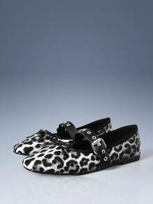 CUCCOO GRLICON Women's Fashion Commuter Leopard Print Bow Decor Flats For Christmas - Multicolor - View 2