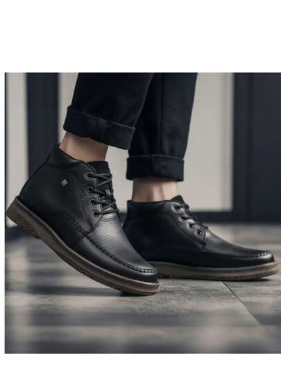LOBO SOLO Zapatos de hombre cuero antideslizante punta redonda cordones suela cómoda estilo casual oficina zapato formal 7242