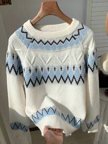 Comfortcana Femmes Décontracté Vague Rayé Col Rond Manches Raglan, Automne/Hiver Femmes, S Pour Femmes Femmes Pulls