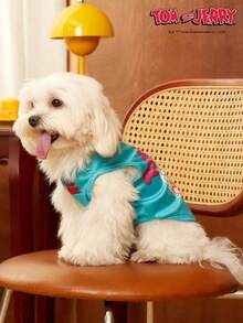 TOM & JERRY X PETSIN 1件卡通可爱印花绿色猫狗通用弹力舒适狗狗背心 - 藍色 - 查看 7