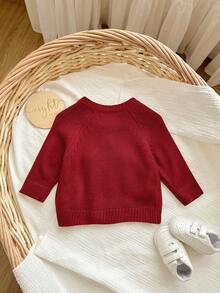 SHEIN 新生女婴可爱卡通图案针织开衫，秋冬百搭