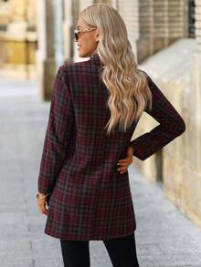 SHEIN Clasi Damski, kratkowany, dwurzędowy, elegancki płaszcz z klapami i długim rękawem, jesień/zima, impreza, Nowy Rok, Boże Narodzenie - Wielokolorowe - Zobacz 2