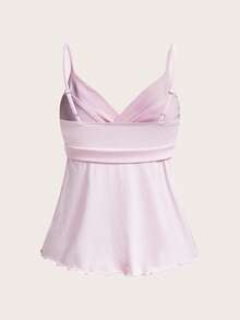 CovetEZ Women's Autumn/Winter New Arrival - Sweet And Casual Pink Clean Girl Style Casual Women's Side Tie-Up Knot Ruffle Camisole Top - Pink - View 3