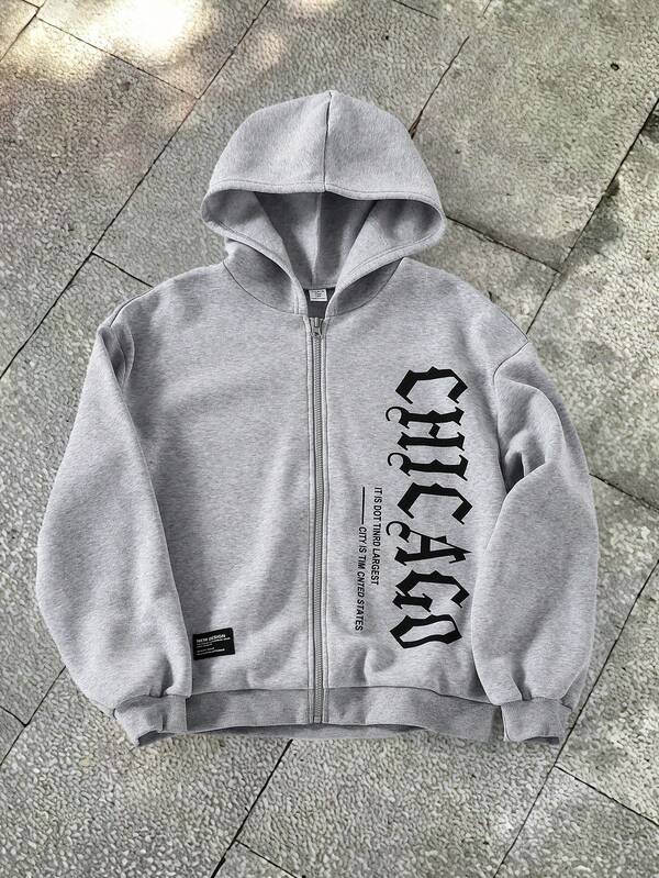 1pc Casual Streetwear Hoodie For Teen Boys, Letter Print Design With Small Black Label, Street Style, Suitable For Autumn Daily Wear With Jeans And Sneakers