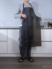 SHEIN 1 件装 PVC 防水防油塑料围裙，洗碗时保持清洁干燥，厨房烹饪实验室工作屠夫狗美容清洁鱼中性水清洁黑光半透明，厨房、浴室、家庭、家居用品 - 黑色半透明 - 查看 16