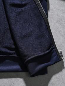 AXEPEAK 男士休闲时尚印花连帽卫衣 - 藍色 - 查看 6