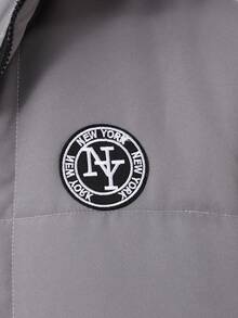 Vacaura 青少年男孩绗缝超声波前片连帽休闲棉服 - 灰色 - 查看 5