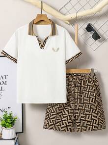 Vacaura 2pcs/Set Tween Boy Casual Vintage Floral Print Shirt & Shorts Set, Suitable For Spring And Summer Daily Outfit, School, Campus, College - Multicolor - View 7