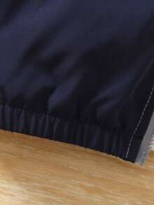 SHEIN Genkimix Kids 男童恐龙印花撞色拉链休闲保暖连帽外套，秋冬款 - 藏蓝色 - 查看 5